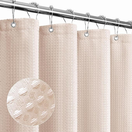 Gibelle Blush Pink Shower Curtain, Waffle Weave Textured Fabric Shower Curtain for Bathroom - Soft Cloth & Hotel Spa Luxury, Water Repellent, Machine Washable, 72X72, Blush Pink