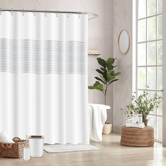 Bathroom Accessories Set,White Bathroom Set,22 Pieces Bathroom Accessory Set with Shower Curtain,Trash Can for Bathroom Accessories Décor and Home Gifts