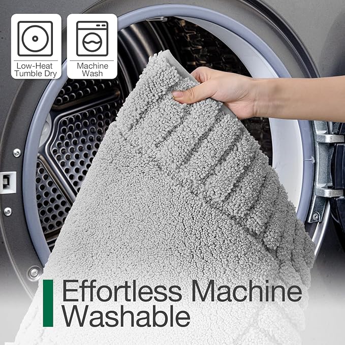 LUMI Bathroom Rugs Non Slip with Rubber Backing, Extra Soft Plush Microfiber Bath Rug Absorbent, Machine Washable Bath Mat Quick Dry for Tub, Shower, Hotel, Light Grey, 24"x60"