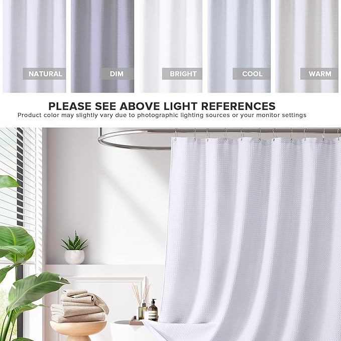 Madison Park Shower Curtain Waffle Weave, Vibrant Dyed, Waffle Shower Curtain 3M Scotchgard Moisture Management, Farmhouse Stall Shower Curtains for Bathroom, Stall: 36x72'' White
