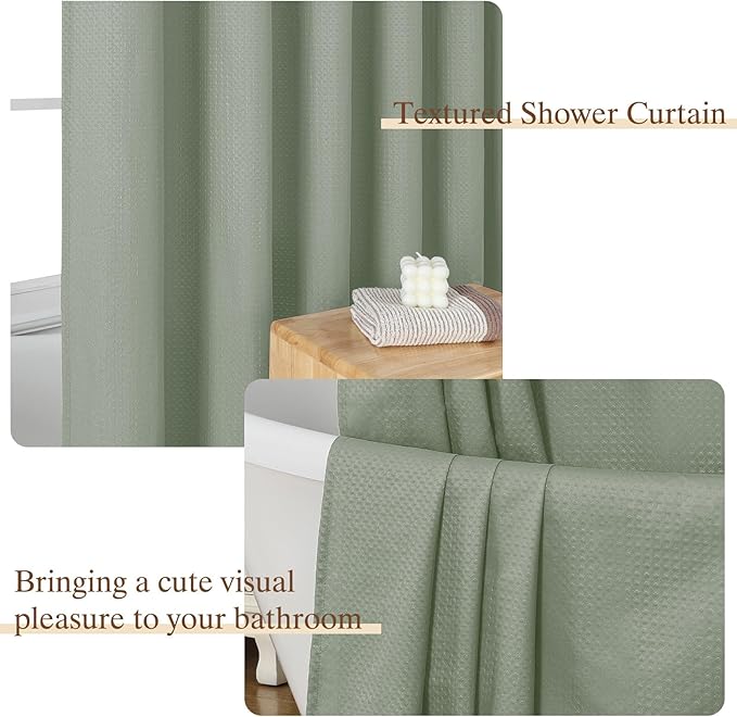Aiyufeng Waterproof Fabric Shower Curtains for Bathroom，Dot Like Embossed Textured Soft Polyester Cloth Stall Shower Curtain，Hotel Luxury Quality Machine Washable，36Wx72L，Sage Green