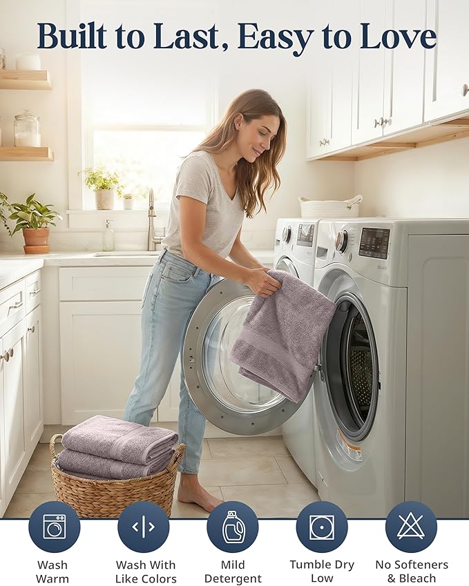 LANE LINEN 100% Mercerized Cotton Bathroom Towel Set - 16 Pcs - Ring Spun, Fluffy, Soft & Highly Absorbent - 4 Bath, 8 Washcloths, 4 Hand Towels - Avaialable in Wide Variety of Colours - Platinum