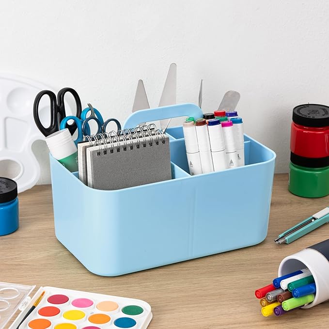 Tiawudi 2 Pack Caddy Organizer with Handle, Portable Plastic Caddy, Storage Organization for Cleaning, Bath, Makeup, Art, Craft, Stationery, Classroom and Office, Tote Organizer