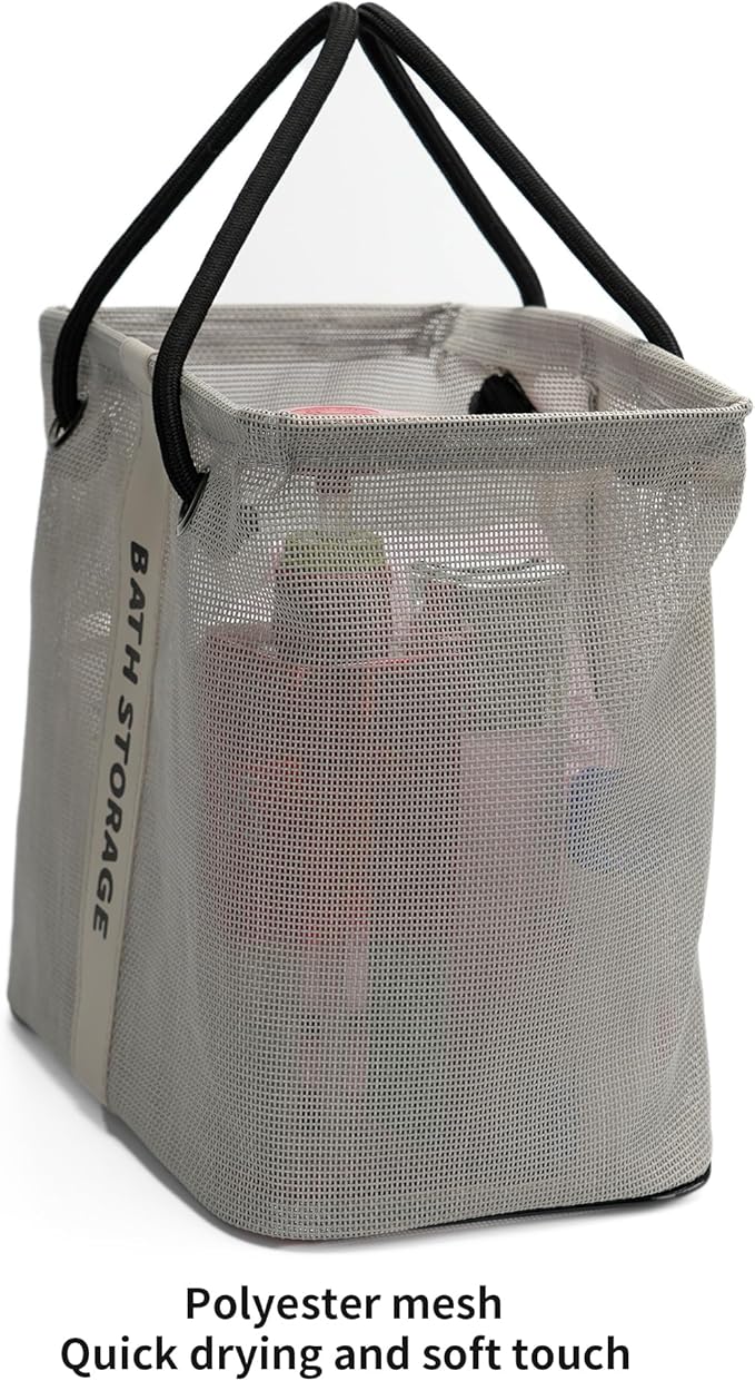 TOPASION Bath Storage Shower Caddy Organizer for Bathroom, College Dorm, Camp, Gym (Large Grey)