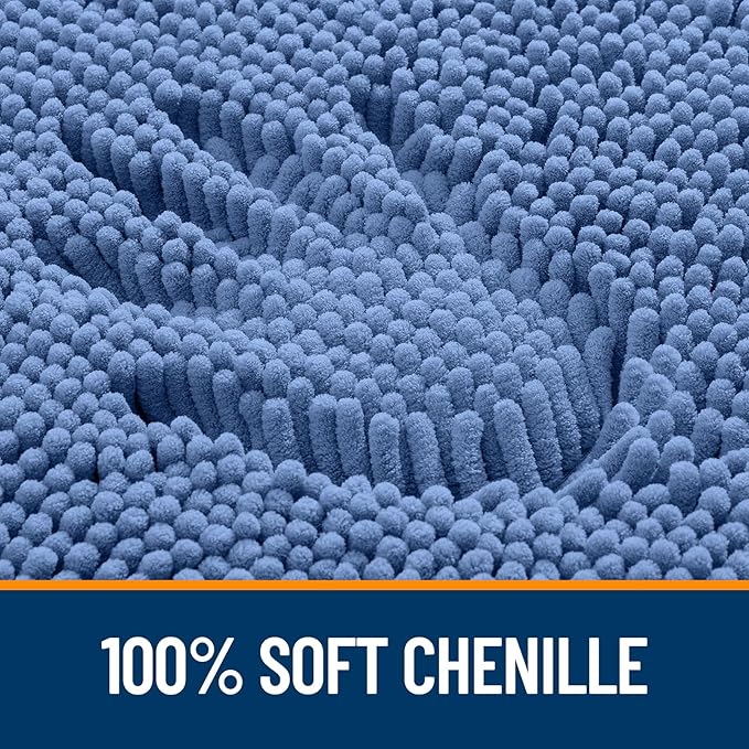 OLANLY Bathroom Rugs 70x46, Extra Soft Absorbent Chenille Bath Rugs, Rubber Backing Quick Dry, Machine Washable Bath Mats for Bathroom Floor, Tub and Shower, Home Decor Accessories, Cornflower Blue
