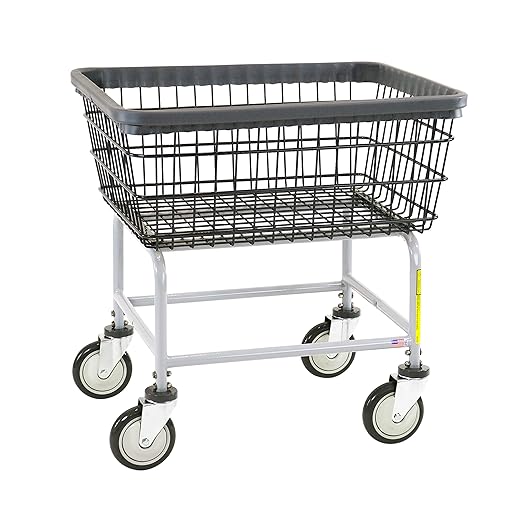 R&B Wire® 100E/D7 Heavy Duty Wire Laundry Cart | 2.5 Bushel | Steel Frame with Dura-Seven™ Anti Rust Coating | Commercial Laundry Basket | Industrial Bumper | 5" Clean Wheel System™ Casters