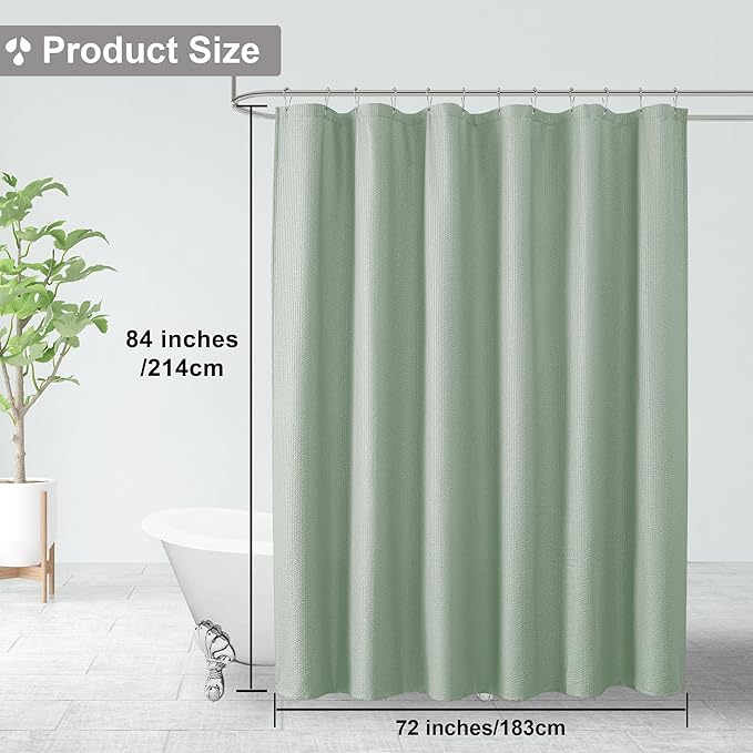 OVZME Berry Sage Green Extra Long Shower Curtain 72 x 84 Inch, 3D Embossed Textured Fabric Shower Curtain for Bathroom, Hotel Spa Bathroom Curtains, Water Repellent Machine Washable