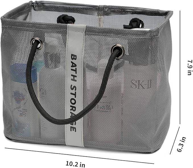 TOPASION Bath Storage Shower Caddy Organizer for Bathroom, College Dorm, Camp, Gym (Small Grey)
