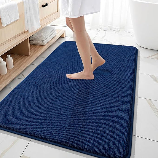 OLANLY Thick Memory Foam Bath Mat Rug 59x35, Extra Soft Absorbent Bathroom Rug, Quick Dry Bath Mats, Non-Slip, Machine Washable Carpet for Bathroom, Tub and Shower, Home Decor Accessories, Navy