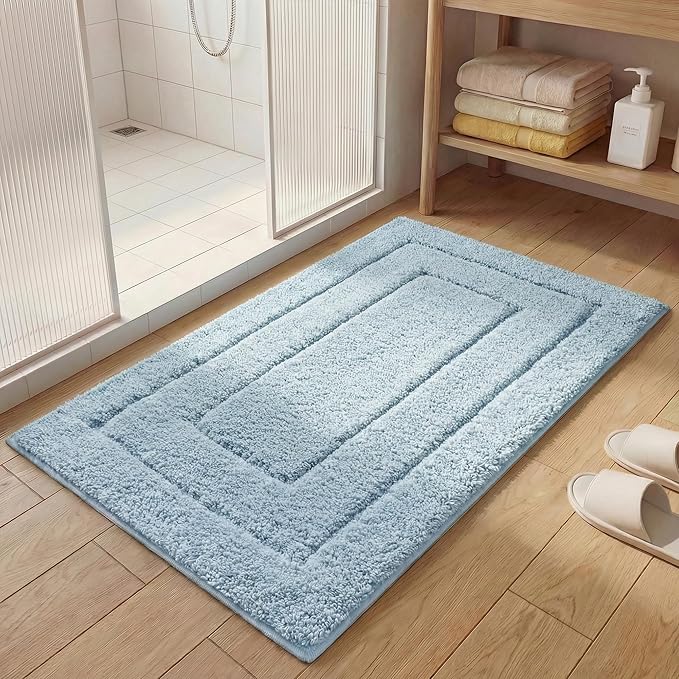 GRANNY SAYS Bathroom Rugs Non Slip, 20" x 32", Bath Rugs for Bathroom Washable, Bath Mats for Floor, Microfiber Bath Mat for Tub, Absorbent Bath Rugs for Shower Room, Pearl White