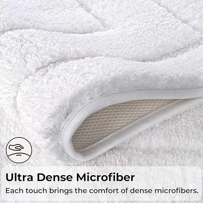 GRANNY SAYS Large Bathroom Rugs Non Slip Washable, 24" x 43", Water Absorbent Bath Mats for Bathroom, Thick Soft Shaggy Bath Rug, Microfiber Shower Room Floor Mat Decor, White