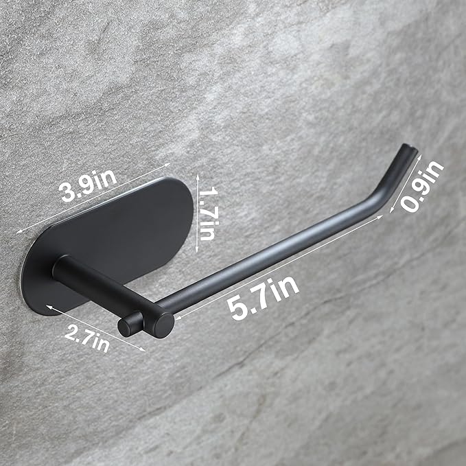 SUNTECH Hand Towel Holder,2 Packs Black Hand Towel Bar,6 3/10 Inch Self Adhesive Hand Towel Rack/Towel Ring for Bathroom Kitchen