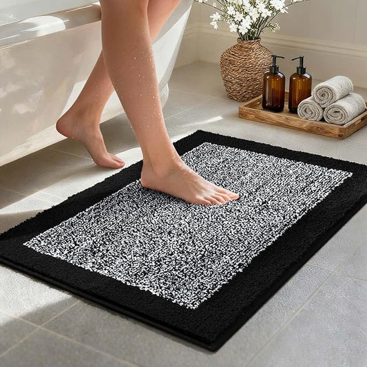 36x24 Large Bathroom Rugs Washable Non Slip, Black Bath Mat for Bathroom Floor Tub, Soft Absorbent Quick Dry Mats for Shower, Bathtub,Home Decor