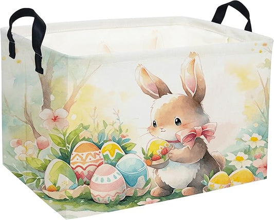Easter Basket for Kids Gift - Rectangular Toy Storage Basket Organizer Bin Box Room Decor for Home(Color Easter)