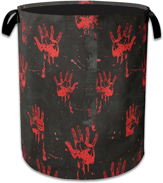 Halloween Blood Spatter Hand Laundry Basket Collapsible Laundry Hamper, Oxford Cloth Storage Bin for Room/Bathroom/Bedroom/Dormitories 16" X 20.8"
