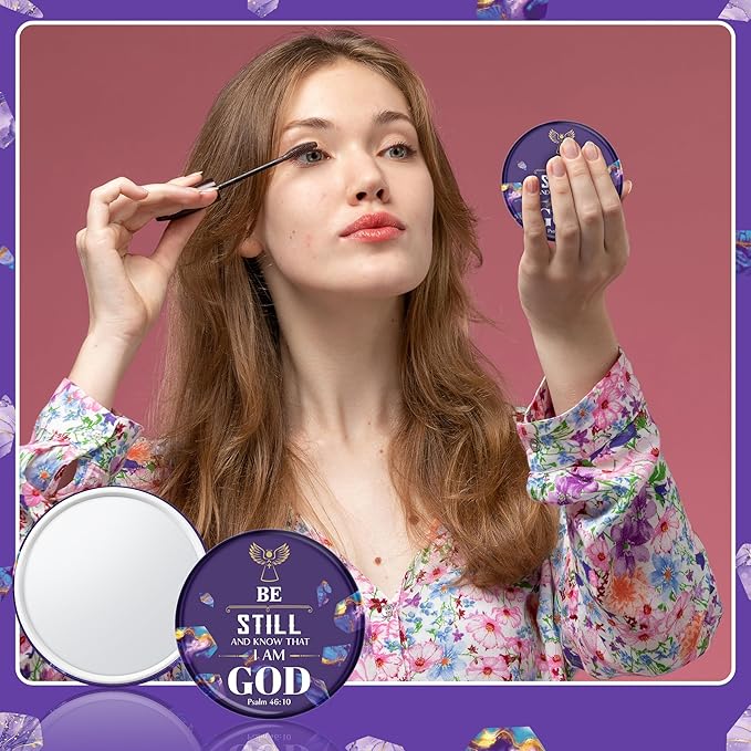 Y1tvei Christian Gifts Mirrors Bulk - 36Pcs Marble Pattern Bible Verse Mini Mirrors Inspirational Small Portable Pocket Makeup Mirror Gifts for Women Church Birthday Christmas Galentine Party Favors