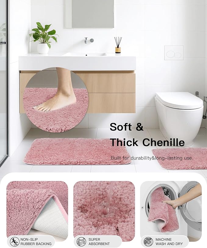 IMAVO Bathroom Accessories Set, Non-Slip Absorbent Green Bathroom Rugs and Waterproof Shower Curtain with Hooks,Complete Bathroom Set for Bathroom Décor