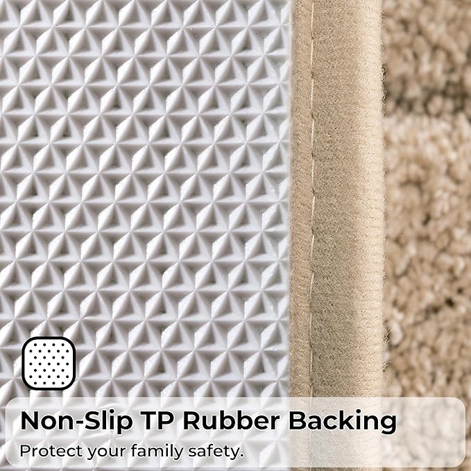 GRANNY SAYS Bathroom Toilet Rugs U Shaped, Bath Mats for Bathroom, Bath Rugs Non Slip Washable, Absorbent Microfiber Toilet Mat, Soft Plush Shaggy Bath Carpet, 20" x 24", Khaki