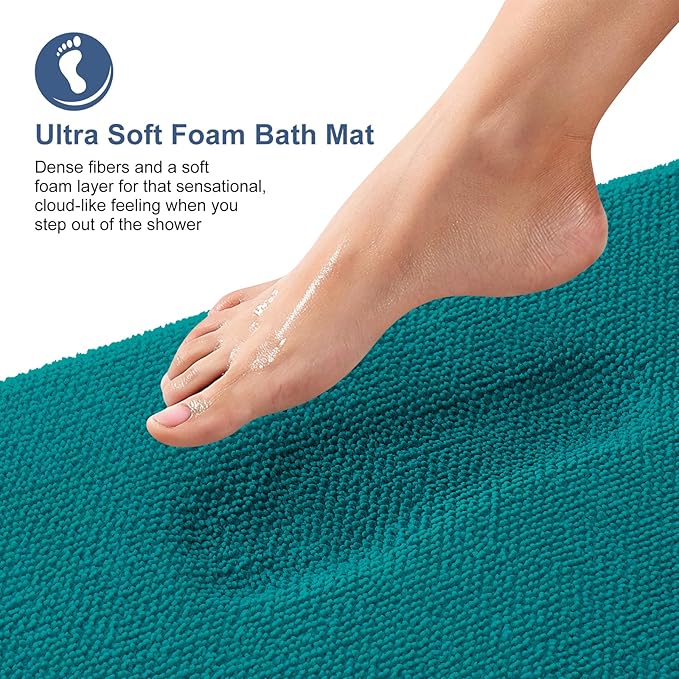 OLANLY Thick Memory Foam Bath Mat Rug 44x24, Extra Soft Absorbent Bathroom Rug, Quick Dry Bath Mats, Non-Slip, Machine Washable Carpet for Bathroom, Tub and Shower, Home Decor Accessories, Deep Lake