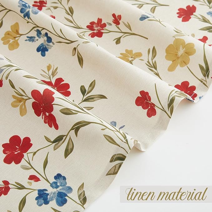 Boao Floral Shower Curtain Linen Farmhouse Cottagecore Spring Shower Curtain Boho Rustic Wildflowers Water Repellent for Bathroom Farmhouse 72" W x 72" L(Vintage Flower)
