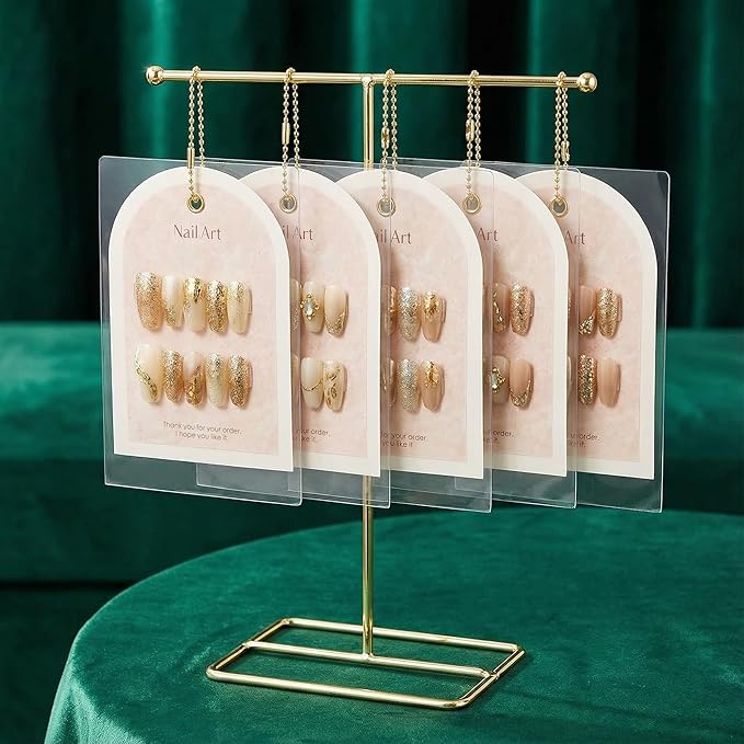 NOLITOY Nail Art Display Cards with Stand, False Nail Tips Sample Display Nail Gel Polish Display for Nail Art Manicure Tool