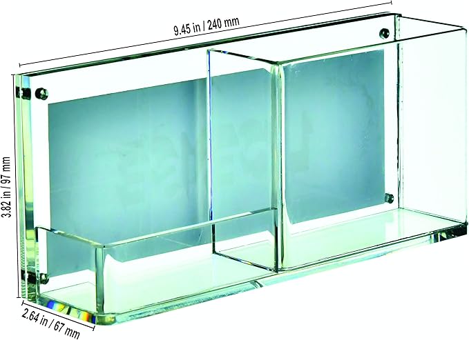 AMT CLEAR Acrylic Make Up Organizer, Business License Frame for Cosmetology or Other Businesses, Makeup Brush Holder, Pen Holder,Business Card Display (Cream)