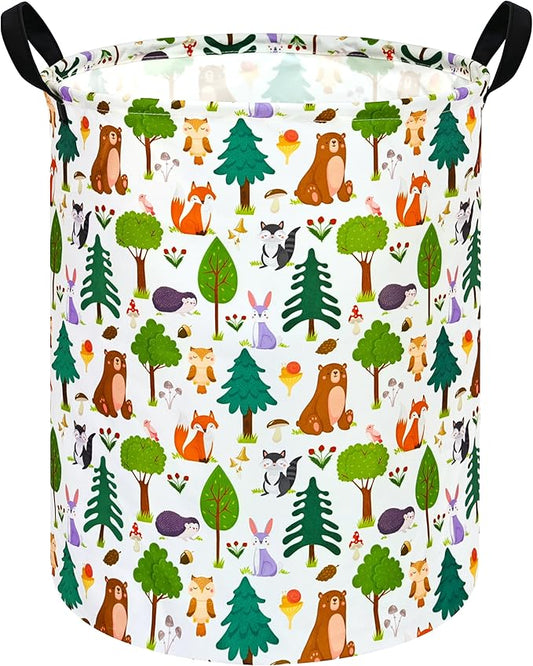 MAIZMZ Kids Animal Laundry Basket Nursery Hamper Storage Bins Gift Basket Clothes Organizer Toy Box Large Canvas Collapsible Chest for Home/Dorm/Kitchen/Pet/Office/Closet/Shelf/Room Decor