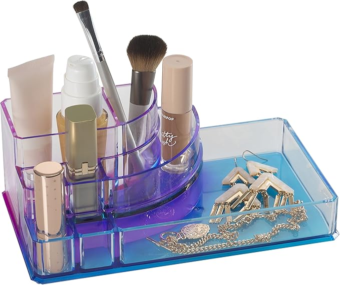 Simplify 8 Section Jewelry Holder | Dimensions: 8.78" x 5.04" x 3.15" | Multipurpose | Great for Bathroom | Vanity | Dresser | Durable | Lightweight | Ombre