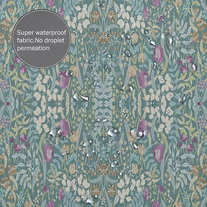 Vintage Botanical Shower Curtain William Morris Designs Green Jungle Fruit Print Shower Curtain Set Polyester Interior Waterproof Shower Curtain with 12 Hooks 72x84 Inches(183x214cm)