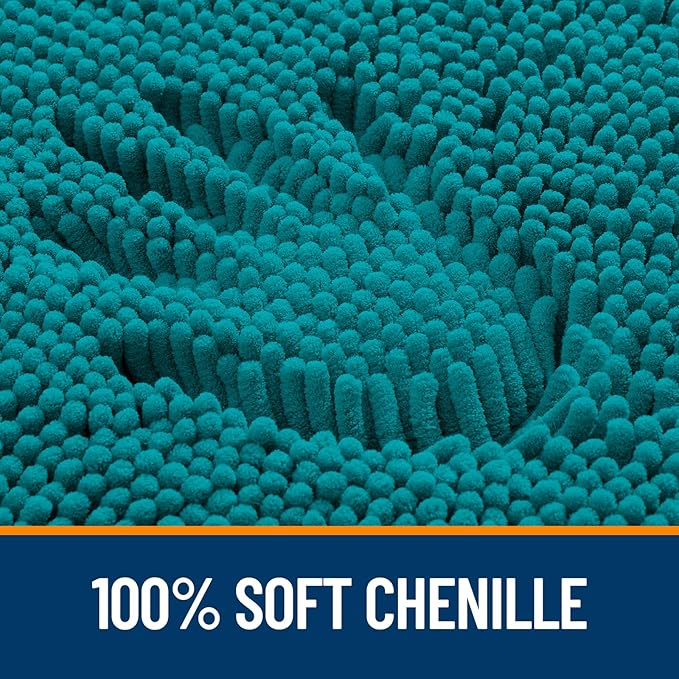 OLANLY Bathroom Rugs 40x32, Extra Soft Absorbent Chenille Bath Rugs, Rubber Backing Quick Dry, Machine Washable Bath Mats for Bathroom Floor, Tub and Shower, Home Decor Accessories, Deep Lake