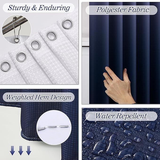 Bathroom Set - 27PC Bathroom Sets with Shower Curtain and Rugs, Blue Bathroom Set, Blue Bathroom Accessories Set with Push-lid Trash Can, Toilet Brush & Soap Dispensers
