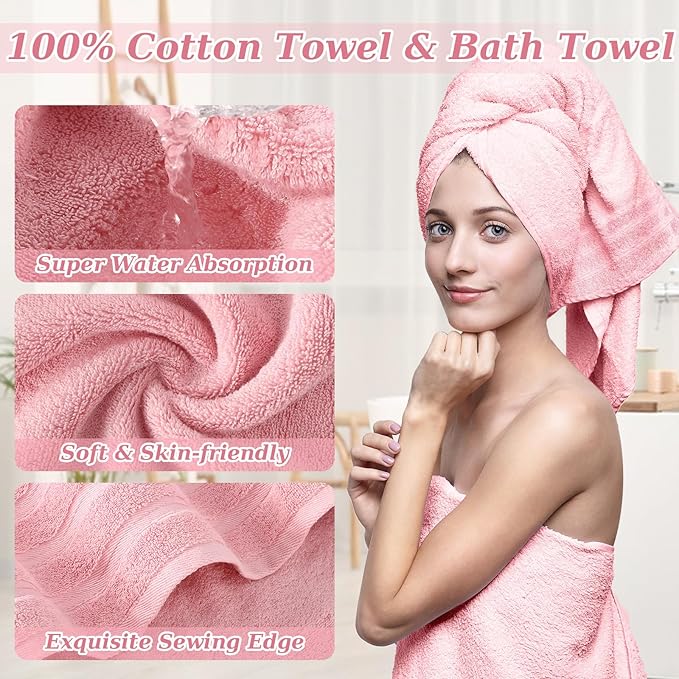 XLHOMO Pink Bathroom Accessories Set, Bathroom Sets with Shower Curtain, Bath Towel Set, Pink Shower Curtain Set with Bathroom Trash Can, Soap Dispenser, Soap Dish for Home Decor