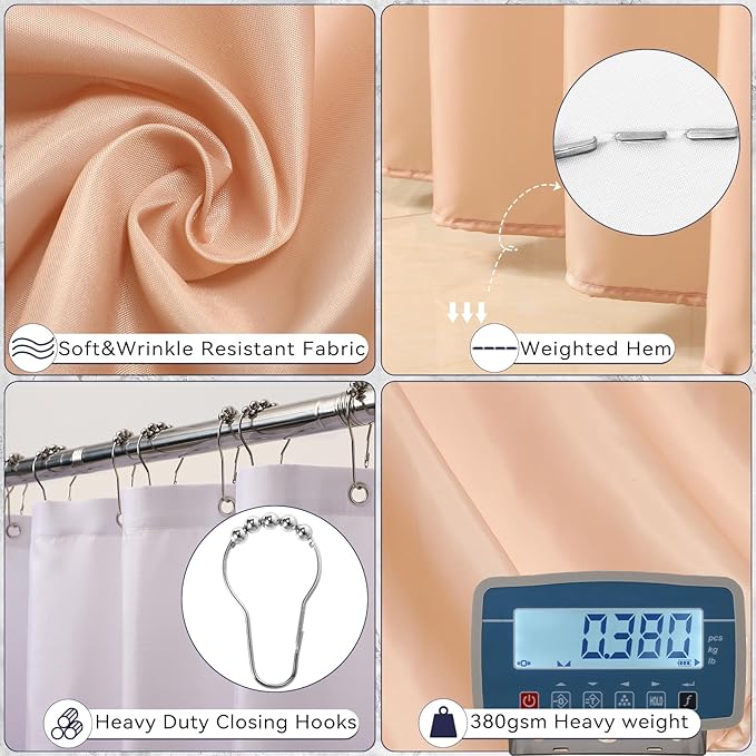 XLHOMO 24Pcs White and Gold Bathroom Set with Shower Curtain and Rug, White Bathroom Sets Complete with Trash Can,Soap Dispenser,Soap Dish,Toilet Brush,Toothbrush Holder and Cup,Tray,Q-Tip Holders