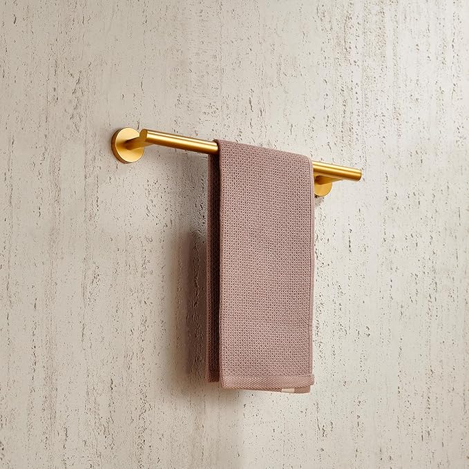 Miyili Bath Towel Bar 16-Inch SUS 304 Stainless Steel Towel Rack Hanger for Bathroom Kitchen Wall Mount Gold