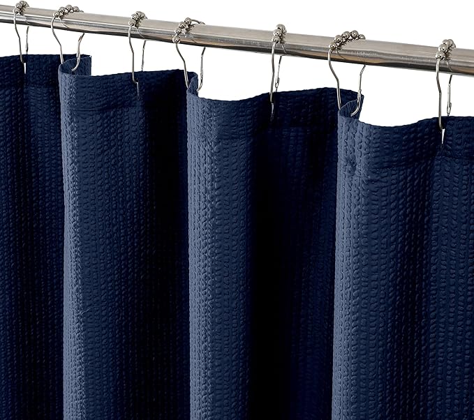 OVZME Berry Navy Blue Fabric Shower Curtain for Bathroom - 72x72, Blue Hotel Spa Polyester Cloth Bath Curtain with 12 Holes, Luxury Shower Curtain, Machine Washable Water Resistance, Navy Blue