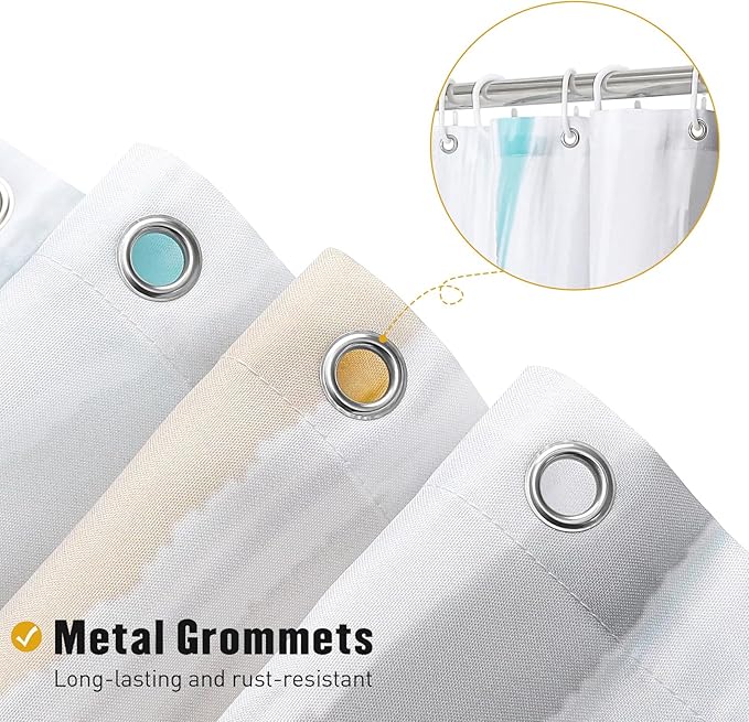 MitoVilla Teal Blue Shower Curtain, Graffiti Ombre Fabric Shower Curtains for Modern Abstract Bathroom Decor, Brush Strokes Oil Painting Design, Turquoise, 72 x 72