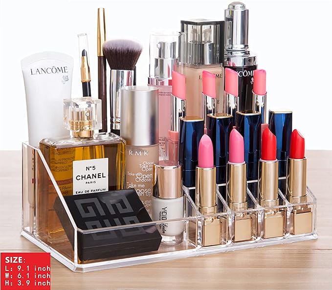 Cq acrylic 3 Pack Clear Make up Organizer Countertop,Stackable 7 Drawers Makeup Storage,Cute Vanity Organizers for dresser Hair Clip,Jewelry,Beauty Product Desk and Bathroom Organizers and Storage