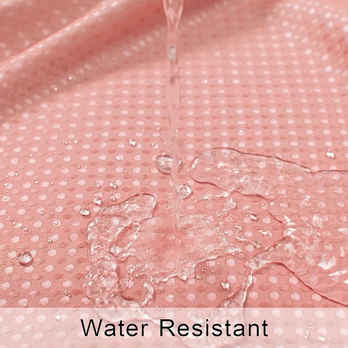 Mrs.Naturall Pink Dorm Shower Curtain for Girls,Ombre Designs Waffle Weave Waterproof Fabric Shower Curtian Liner with Hooks Set for Small Stall Bathroom,36x72,Blush Rose Gold and White