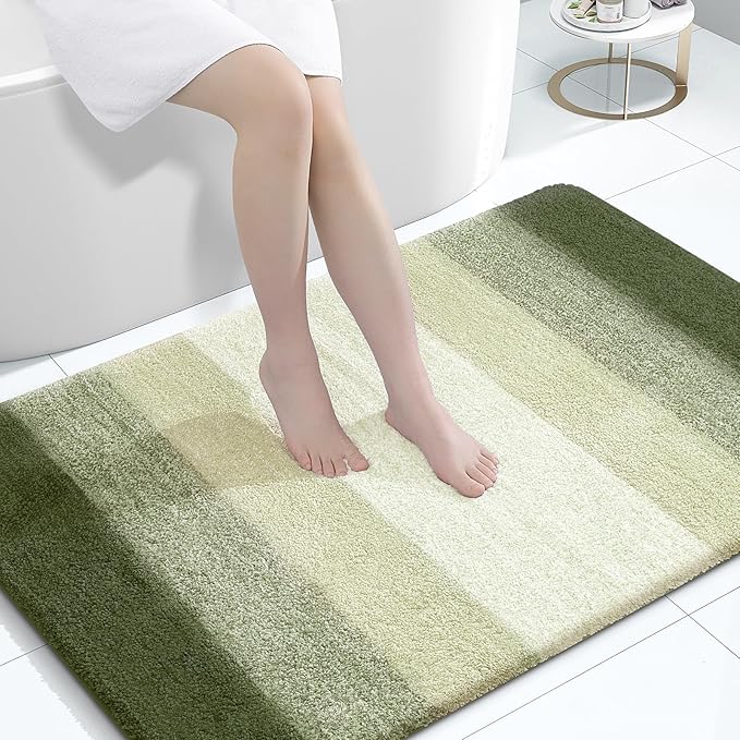 OLANLY Bathroom Rugs Mat 44x32, Extra Soft Absorbent Microfiber Bath Rugs, Rubber Backing, Quick Dry, Machine Washable Bath Mats for Bathroom Floor, Tub and Shower, Home Decor Accessories, Dark Green