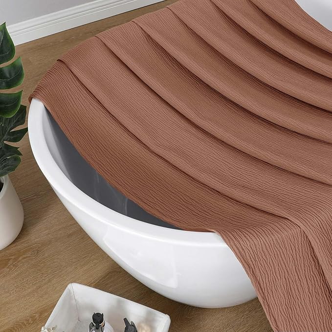 Aiyufeng 3D Textured Terracotta Shower Curtain for Bathroom, Fabric Shower Curtain Soft Cloth & Hotel Spa Quality, Luxury Boho Bathroom Curtains, Machine Washable, Terracotta, 72x72 Inches