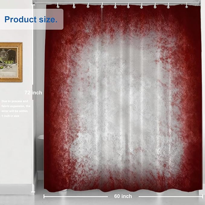 Shrahala Grey Abstract Tie Dye Decorative Shower Curtain, Dark Red Modern Abstract Art Maroon Bathroom Décor Polyester Fiber Waterproof with Plastic Rings for Shower Stall Bathtubs 72 X 60 in