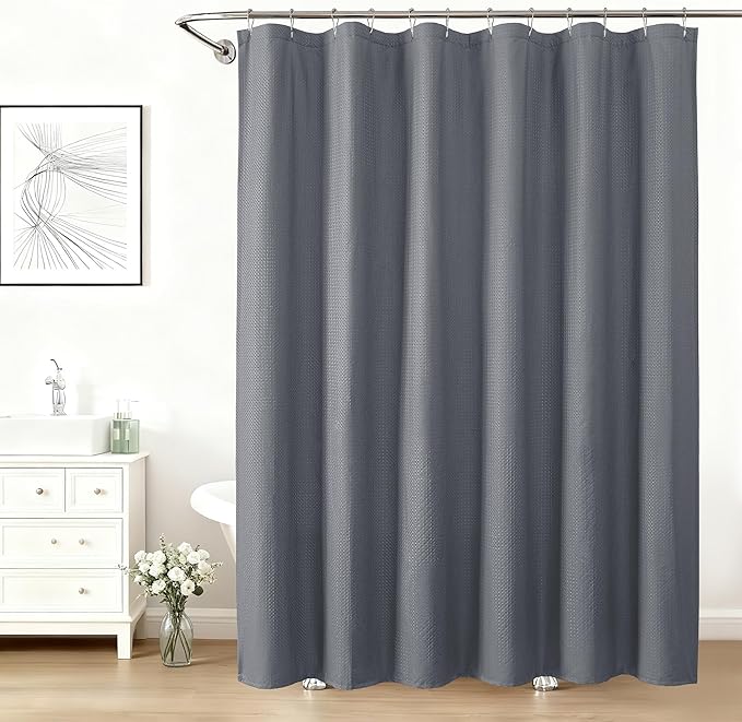 Aiyufeng Grey Shower Curtains for Bathroom，Dot Like Embossed Textured Waterproof Fabric Shower Curtain，Hotel Luxury Quality & Soft Cloth，Machine Washable，72Wx78L