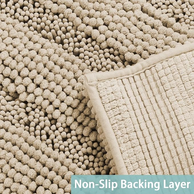 Turquoize Bathroom Rugs Set Non-Slip Bath Mats for Bathroom Super Absorbent Shaggy Rugs for Tub Shower Toilet Soft Plush Bath Rug Plus U Contour Rug (Oversized: 24" x 36" and 20" x 24" U), Fog