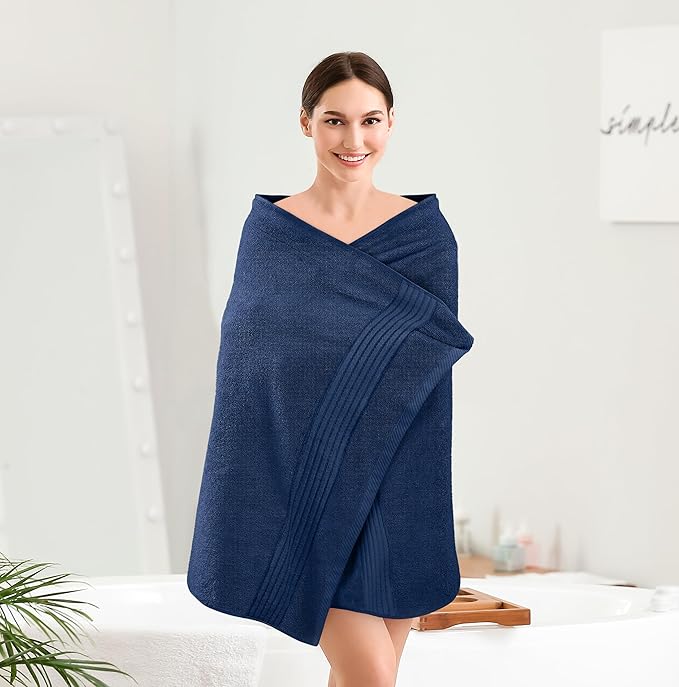 Utopia Towels Luxurious Bath Towels Set, 27 x 54 Inches 100% Ring Spun Cotton, 4 Pack Navy Blue