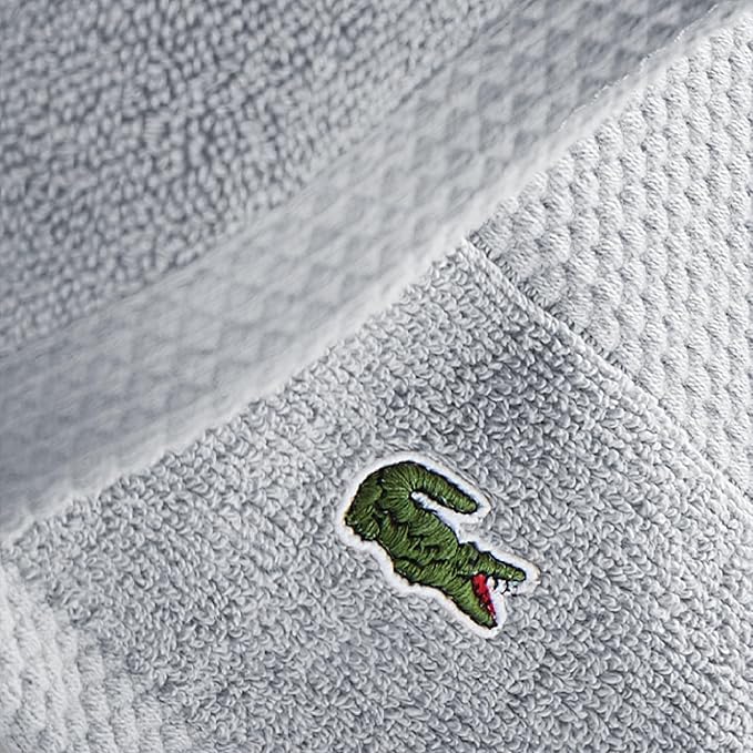 Lacoste Heritage Anti-Microbial Supima Cotton 6-Piece Towel Set, 2 Bath Towels, 2 Hand Towels, 2 Washcloths, White – Highly Absorbent & Quick Drying, Bathroom Essential, Machine Washable