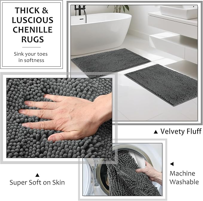 XLHOMO 8-Piece Grey Bathroom Sets with Shower Curtain and Rugs, Resin Bathroom Accessories Sets Complete with Soap Dispenser, Toothbrush Holder, Tumbler & Apothecary Jars Bathroom Essentials