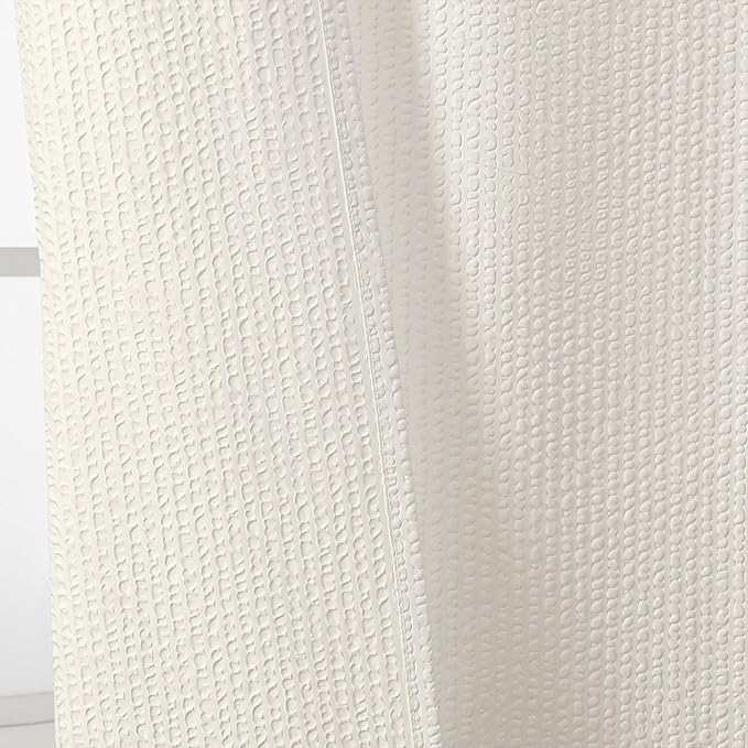OVZME Berry Extra Long Cream Shower Curtain 96 Inch Long, 3D Embossed Texture Fabric Bathroom Shower Curtain, Large Hotel Bath Curtain with 12 Holes, Washable Cloth Shower Curtains, 72x96, Cream