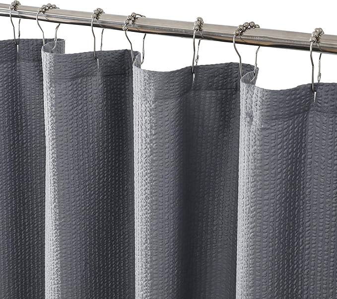 OVZME Berry Grey Waffle Shower Curtain, 3D Embossed Textured Grey Fabric Shower Curtain for Bathroom, Water Resistant Washable Hotel Spa Luxury Decorative Bath Curtains, 72x72 Inches