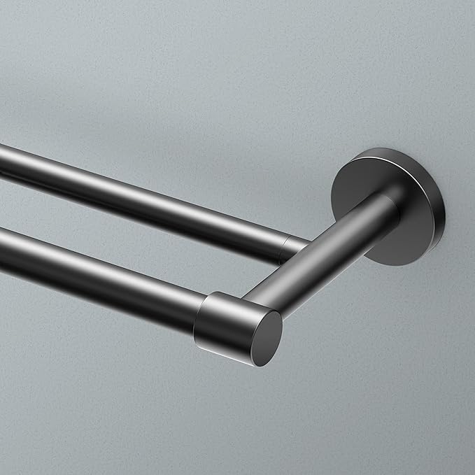 Gatco 4664MX Reveal 24" Double Towel Bar, Matte Black | Wall Mounted Bathroom Double Towel Holder | Towel Rack for Bathroom