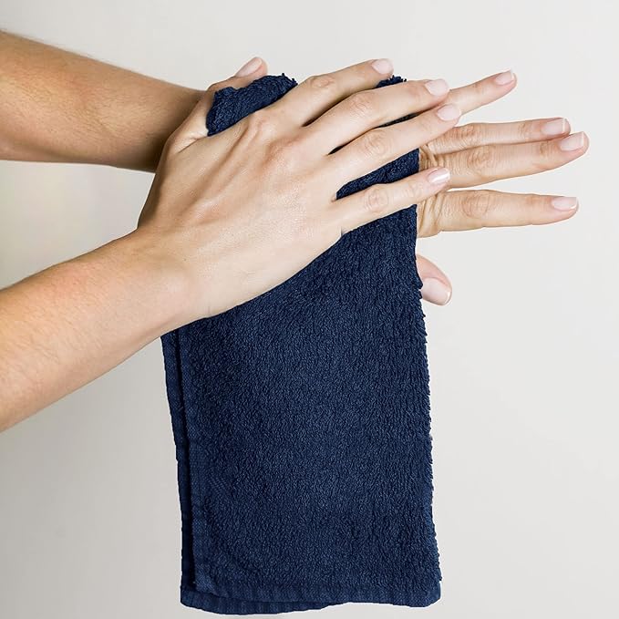 Utopia Towels 24 Pack Cotton Washcloths Set - 100% Ring Spun Cotton, Premium Quality Flannel Face Cloths, Highly Absorbent and Soft Feel Fingertip Towels (Navy)